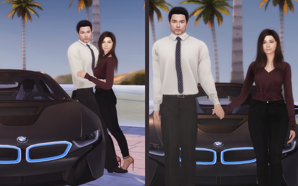 Casual couple posing near a car - Stock Image - Everypixel