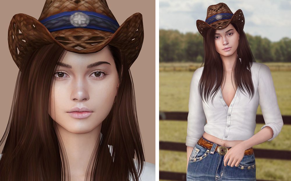 Female cowgirl sim model