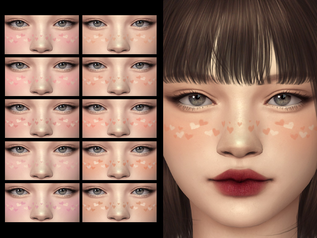 sims 4 valentine's day makeup set, hear blush cc
